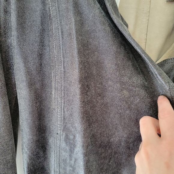 Plein Sud Faycal Amor Black Leather Jacket Top Combo Size 8 Grey Buckle Designer - Picture 10 of 14